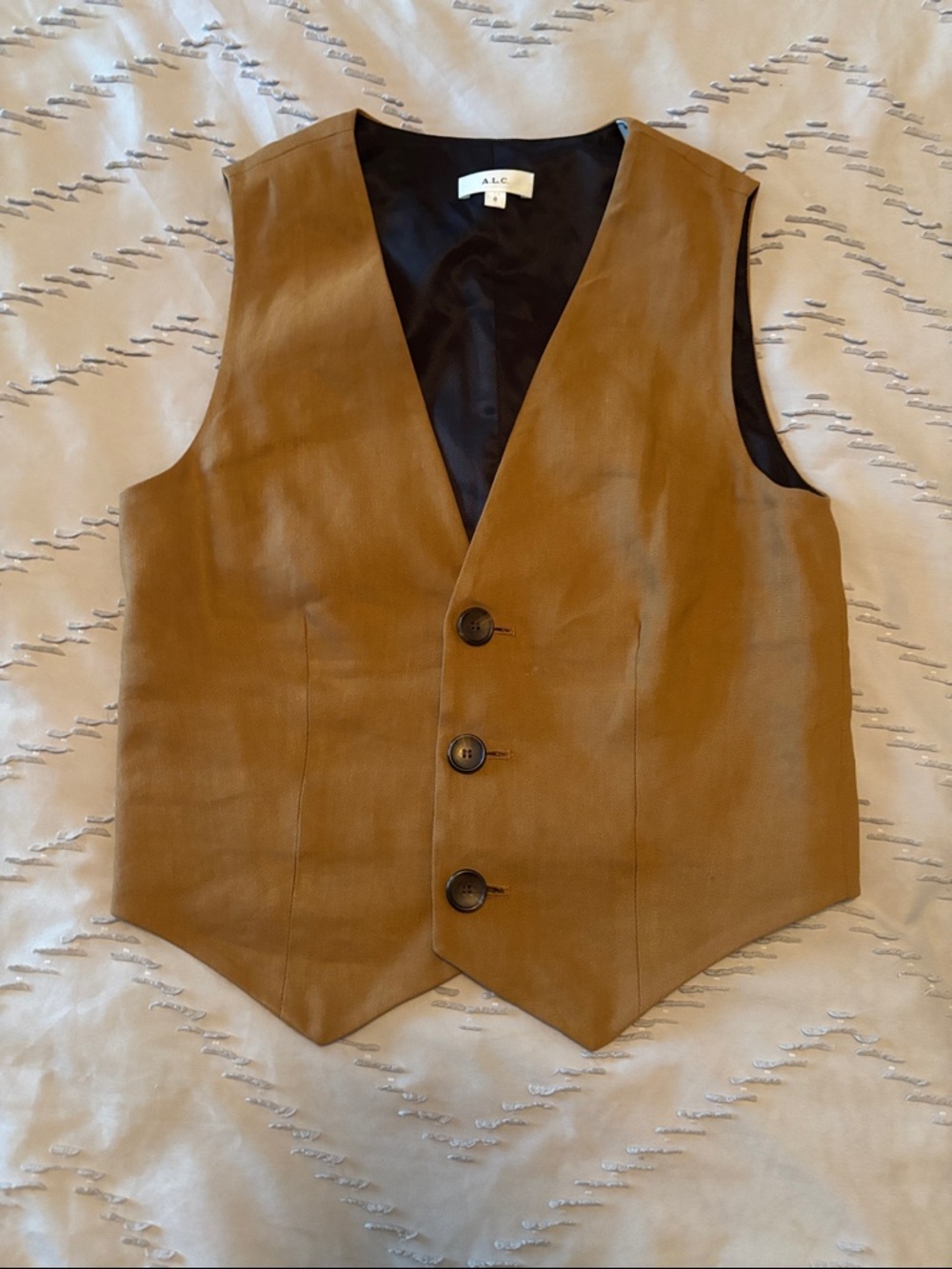 A.L.C. Tailored Camel-Tan Button Vest